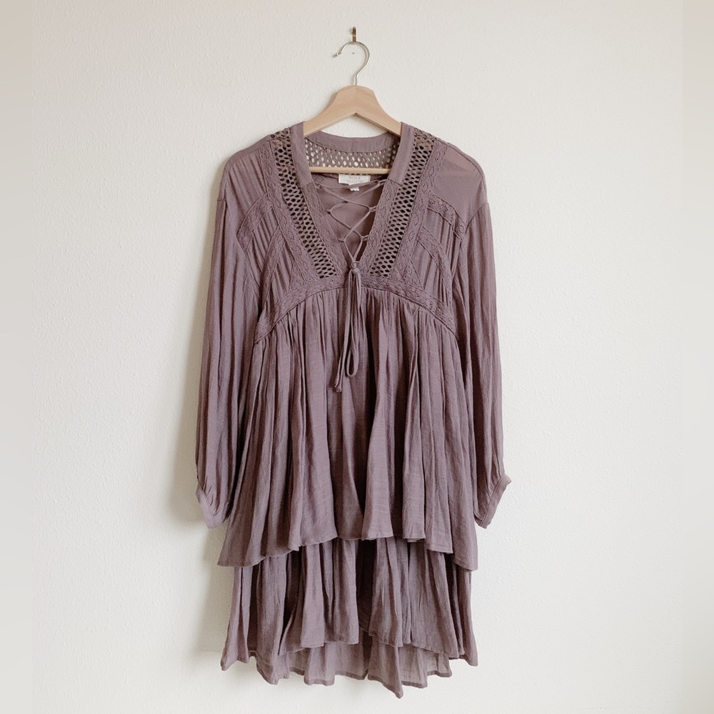 Lilac Ruffled Flowy Mini Dress - Sun and Shadow